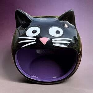 Halloween Ceramic Black Cat Candy Dish Or Sponge Holder Decor